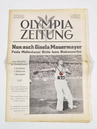 Olympia Zeitung, 5. August 1936, Nummer 16, XI. Olympische Spiele 1936, Berlin, gebraucht