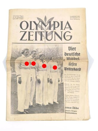 Olympia Zeitung, 9. August 1936, Nummer 20, XI. Olympische Spiele 1936, Berlin, gebraucht