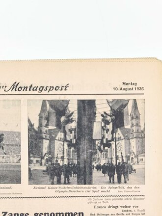 Berliner Montagspost, Nr. 32, 10. August 1936, XI. Olympische Spiele 1936, gebraucht