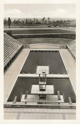 Ansichtskarte, Schwimmstadion, XI. Olympische Spiele...