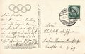 Ansichtskarte, Reichssportfeld, XI. Olympische Spiele Berlin 1936, datiert 19.8.1938, 9 x 14 cm, gelaufen