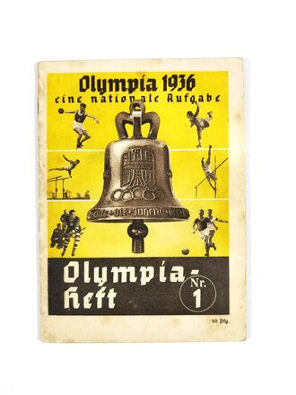 Olympia Heft Nr. 1, "Olympia 1936 eine nationale Aufgabe", hrsg. v. Reichssportführer/Propaganda-Ausschuß, 48 Seiten, Berlin 1936, ca. 11,5 x 15,5 cm, gebraucht