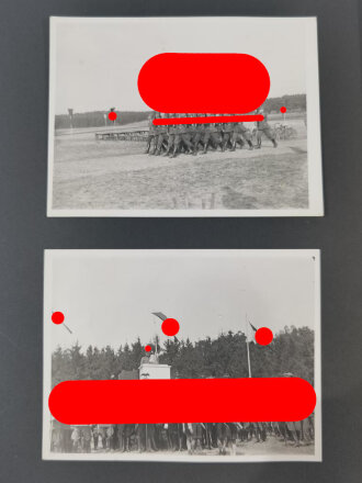 RAD, Fotoalbum eines Arbeitsmanns mit 123 Fotografien unterschiedlicher Formate, Themen: XI. Olympiade Berlin 1936/Reichsparteitagsgelände Nürnberg/Manöver Lüneburger Heide, Album 19 x 24,5 cm, sehr guter Zustand