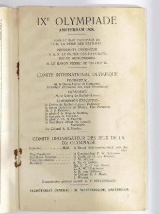 XI. Olympische Spiele Amsterdam 1928, Offizielles Tagesprogramm vom 1. August (No. 26) in frz. Sprache, 39 Seiten, ca. 13 x 21 cm, gebraucht, Einband lose