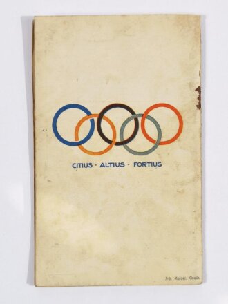 XI. Olympische Spiele Amsterdam 1928, Offizielles Tagesprogramm vom 1. August (No. 26) in frz. Sprache, 39 Seiten, ca. 13 x 21 cm, gebraucht, Einband lose