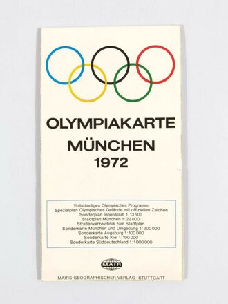 Olympia 1972, Stadtplan, "Olympiakarte München 1972", YTONG Olympia Service, 49 x 130 cm, guter Zustand