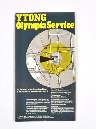 Olympia 1972, Stadtplan, "Olympiakarte München 1972", YTONG Olympia Service, 49 x 130 cm, guter Zustand