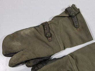 Paar Handschuhe für Kradmelder der Wehrmacht, getragenes Paar