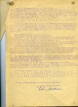Deutschland nach 1945, Ritterkreuzträger Thilo Freiherr von Werthern, eigenhändige Unterschrift auf Brief bez. "Landsberger Todeskandidaten", Hamburg 27. Februar 1951, 2 maschinenschriftl. Seiten, DIN A4, gebraucht