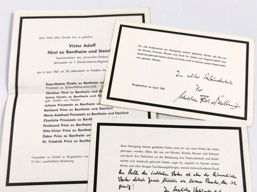 Christian Fürst zu Bentheim und Steinfurt, eigenhändige Unterschrifte Christian Fürst zu Bentheim und Steinfurt, eigenhändige Unterschrifte