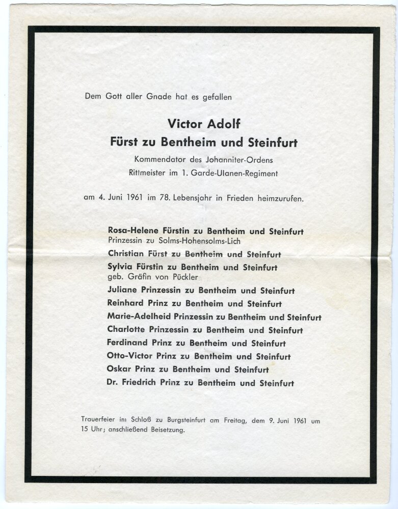 Christian Fürst zu Bentheim und Steinfurt, eigenhändige Unterschrifte Christian Fürst zu Bentheim und Steinfurt, eigenhändige Unterschrifte