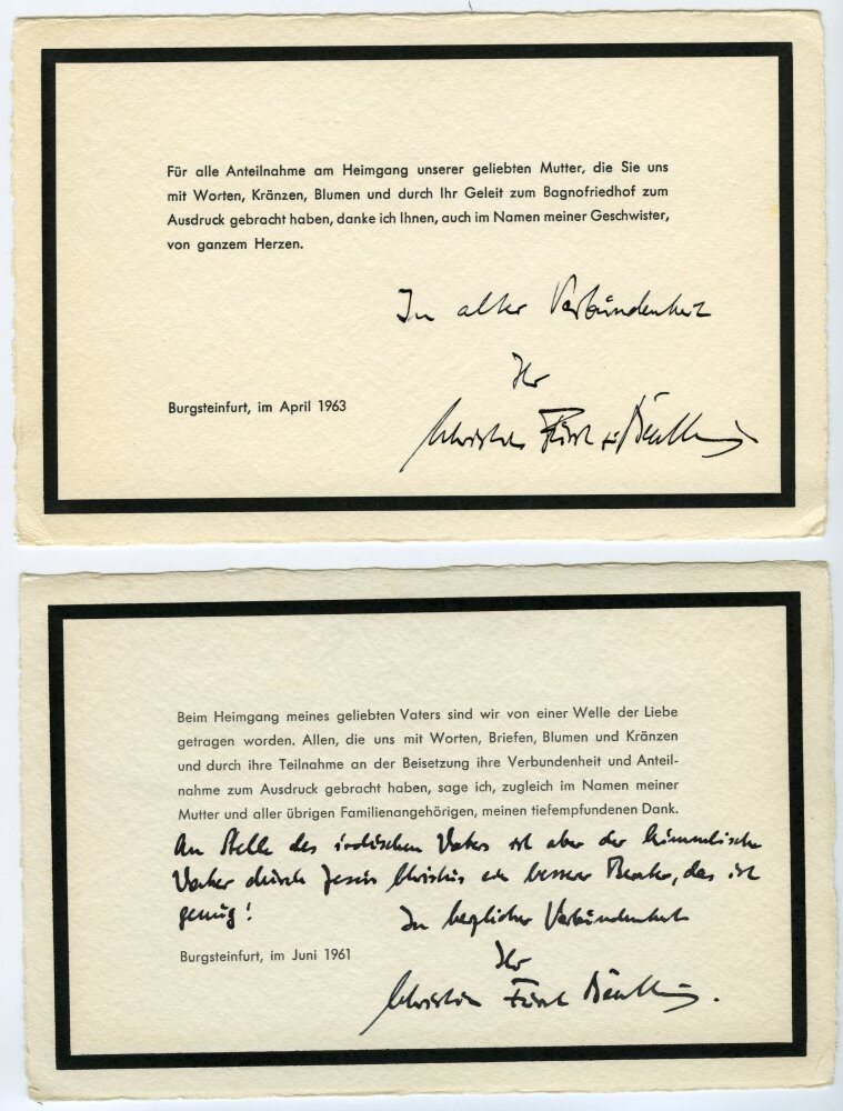 Christian Fürst zu Bentheim und Steinfurt, eigenhändige Unterschrifte Christian Fürst zu Bentheim und Steinfurt, eigenhändige Unterschrifte