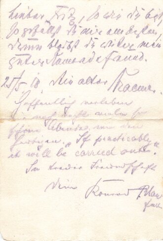 Deutschland vor 1945, Leutnant Gaster, eigenhändige...