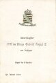 Deutschland vor 1945, Leutnant Gaster, eigenhändige Unterschrift auf Einladung S.M. des Königs Friedrich August III. von Sachsen, Holyport 25. Mai 1918, 13 x 19 cm, gebraucht