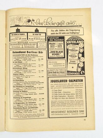 Berliner Bär, 1936, Nr. 34, Titelblatt: Olympiasieger 1936 im Speerwurf Gerhard Stöck, 31 Seiten, 31 x 23 cm, gebraucht
