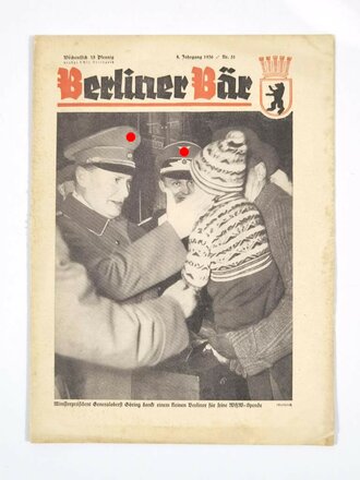 Berliner Bär, 1936, Nr. 51, Titelblatt: Göring/WHW, 31 Seiten, 31 x 23 cm, gebraucht