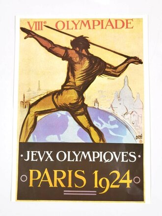 Olympia 1924, Poster, Repro-Druck "Jeux Olympiques Paris 1924", ca. 25 x 35 cm, guter Zustand