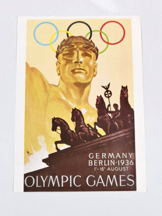 Olympia 1936, Poster, Repro-Druck "Olympic Games Germany Berlin 1936", ca. 25 x 35 cm, guter Zustand