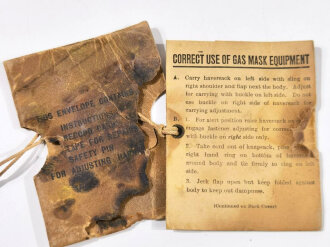 U.S. WWI gas mask inspection record card and envelope