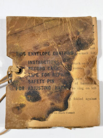 U.S. WWI gas mask inspection record card and envelope