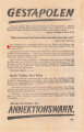 Großbritannien 2. Weltkrieg, "Gestapolen", Flugblatt 334, Einsatzzeit 1939-1943