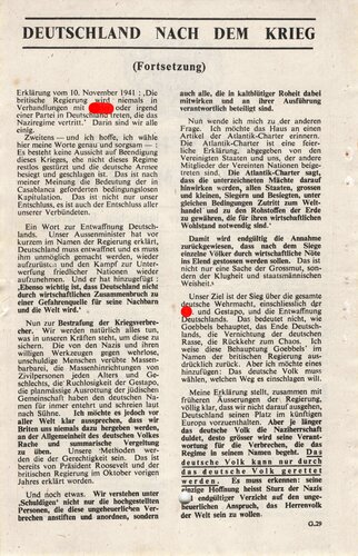 Großbritannien 2. Weltkrieg, "Deutschland nach dem Krieg", Flugblatt G.29 (Farbvariante Schwarz), Einsatzzeit 1942