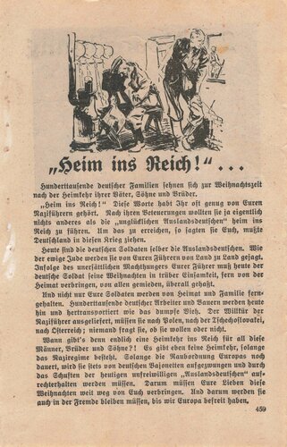 Großbritannien 2. Weltkrieg, "Heim ins Reich!", Flugblatt 459, Einsatzzeit 1939-1941