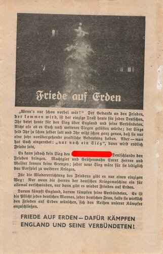 Großbritannien 2. Weltkrieg, "Heim ins Reich!", Flugblatt 459, Einsatzzeit 1939-1941