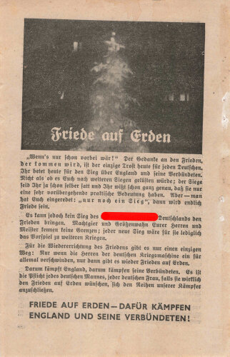 Großbritannien 2. Weltkrieg, "Heim ins Reich!", Flugblatt 459, Einsatzzeit 1939-1941