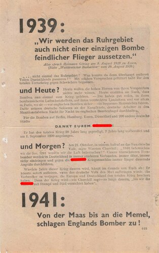 Großbritannien 2. Weltkrieg, "1939: Wir werden das Ruhrgebiet...", Flugblatt 448, Einsatzzeit 1939-1941