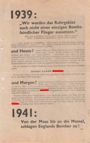 Großbritannien 2. Weltkrieg, "1939: Wir werden das Ruhrgebiet...", Flugblatt 448, Einsatzzeit 1939-1941