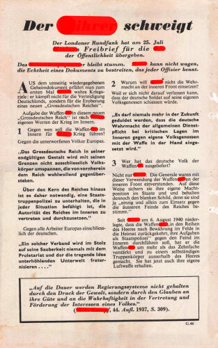 Großbritannien 2. Weltkrieg, "Der Führer schweigt", Flugblatt G.46, Einsatzzeit 1942