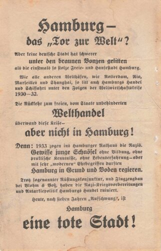 Großbritannien 2. Weltkrieg, "Hamburg - das Tor zur Welt?", Flugblatt 271, Einsatzzeit 1939-1943, Wasserschaden