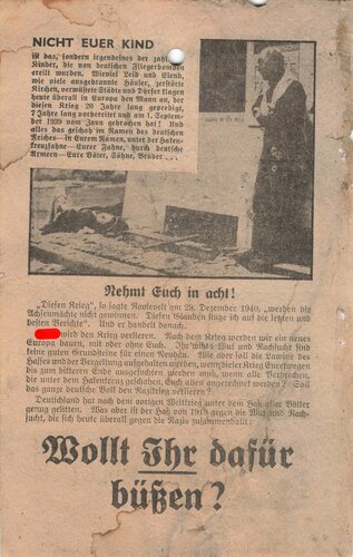Großbritannien 2. Weltkrieg, "Terror!", Flugblatt 471, Einsatzzeit 1939-1941, gelocht, Wasserschaden