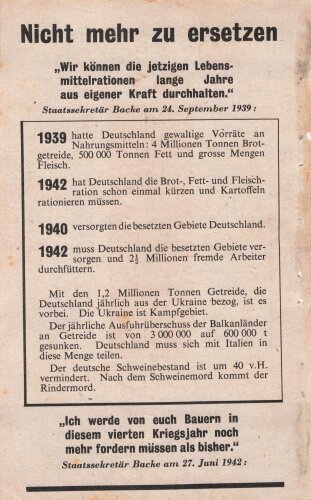 Großbritannien 2. Weltkrieg, "Lebensmittelfront", Flugblatt G.45, Einsatzzeit 1942, unten zu kurz abgeschnitten