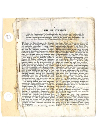 Alliiertes Flugblatt/Heft 2. Weltkrieg, "Wie Sie Sterben...", Ausschnitt des Hefts von S. 19-30, 10,5 x 13,5 cm, verschlissen, angeheftet