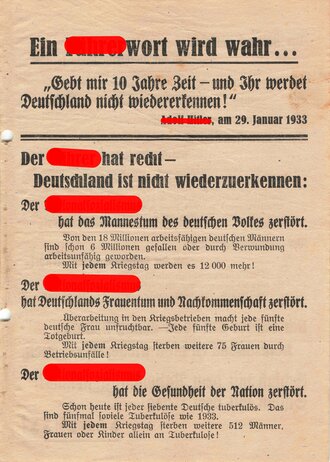 Alliiertes Flugblatt 2. Weltkrieg, "Ein...