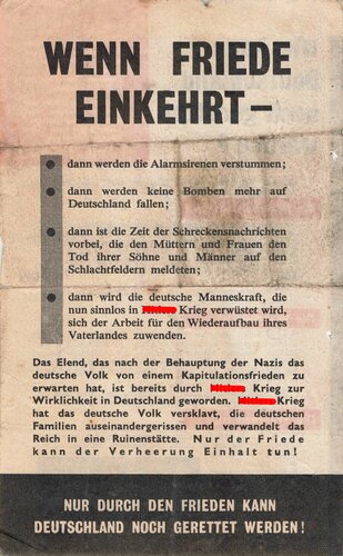 U.S. WWII, "Wenn Friede einkehrt", Flugblatt...