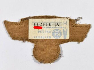 NSKK Ärmeladler, Metallfaden maschinengestickt, mit RZM Etikett, leicht getragenes Stück