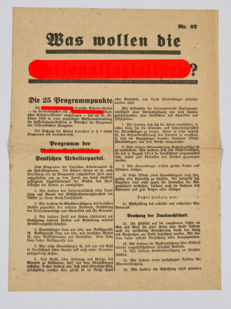 NSDAP Flugblatt "Was wollen die...