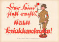 SPD, Flugblatt "Der Feind steht rechts - Wählt Sozialdemokraten!",1922, Druckgrafik, Reklame-Kunst Charlottenburg 1/30,  ca. 28 x 20 cm, guter Zustand