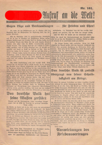 NSDAP Flugblatt "Adolf Hitlers Aufruf an die...