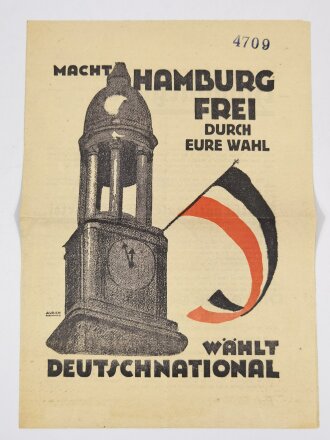 DNVP Flugblatt "Macht Hamburg frei durch eure Wahl -...