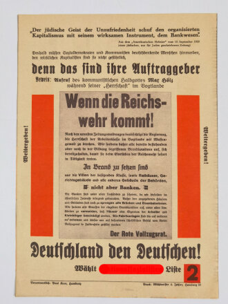 NSDAP Flugblatt "Es geht um mehr!", Reichtagswahl 1932, Faltblatt, 4 Seiten, ca. DIN A4, gefaltet, sehr guter Zustand