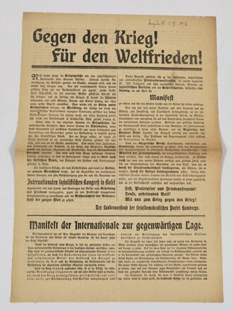 SPD Flugblatt "Gegen den Krieg! Für den...