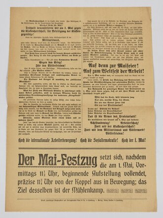 SPD Flugblatt "Maifeier 1904", Hamburg 1904,...