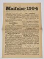 SPD Flugblatt "Maifeier 1904", Hamburg 1904, ca. 41 x 29 cm, gefaltet, sonst guter Zustand
