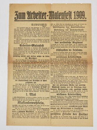 Gewerkschafts-Flugblatt "Zum Arbeiter-Maienfest...