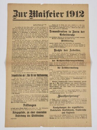 Proletarisches Flugblatt "Zur Maifeier 1912",...