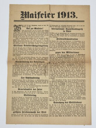 SPD Flugblatt "Maifeier 1913", Hamburg 1913,...